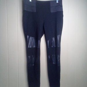 Ci Sono Pants Leggings L Faux Leather Patches Black